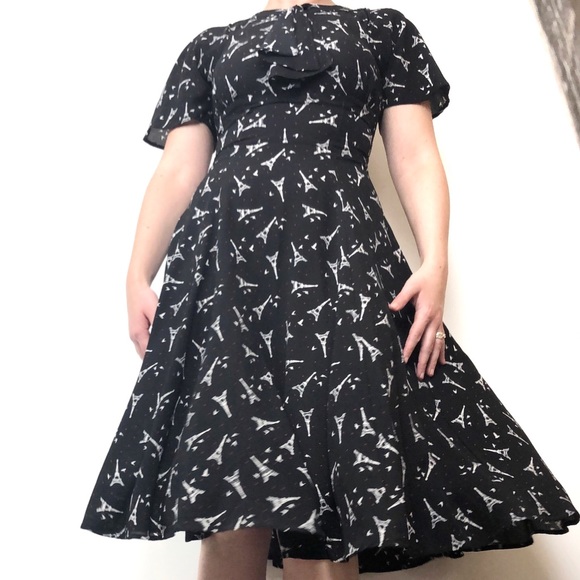 Unique Vintage Dresses & Skirts - Unique Vintage Dress with Eiffel Tower Paris SZ S